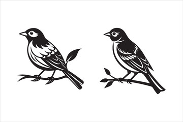 Fototapeta premium bird on a branch silhouette design vector art create with AI Technology 
