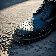 pair of spiked boots