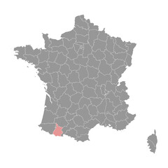 Hautes Pyrenees department map, administrative division of France. Vector illustration.
