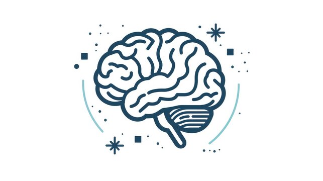 Icon of brain concept in a simple outline style