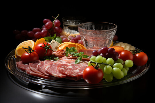 carpacio, aufschnitt, kalte platte, essen, salat, teller, mahl, frisch, tomate, rot, fleisch, gesund, gem&uuml;se, abendessen, cheese, obst, lunch, kochen, feinschmecker, erdbeer, di&auml;t, brotzeit, wei&szlig;, k&ouml;s