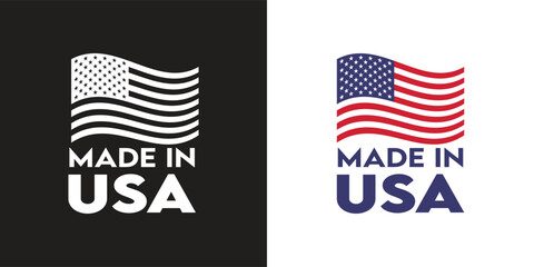 Made in USA icon set , Usa wave flag. American flag concept, Vector illustration