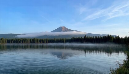 Serene Lake with Majestic Mountain Backdrop