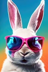 Fototapeta premium A rabbit wearing sunglasses and a pink frame