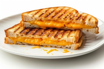A plate of Grilled Cheese Sandwich Isolated on a white background