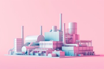 Obraz premium Factory isometric architecture technology pollution.