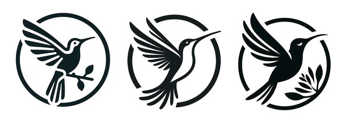 Obraz premium Set of silhouettes of birds on a white background. Ai Generated.