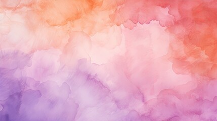 Fototapeta premium Abstract Sunset Sky with Puffy Clouds. Colorful Watercolor Background in Bright Rainbow Hues of Blue, Yellow, Red, Orange, and Purple