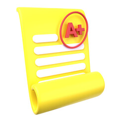 School and Education 3D icon concept. 3d illustration of Exam Result