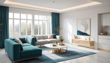 Fototapeta premium Photo interior modern design room 3d illustration