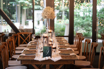 table and chairs in a restaurant