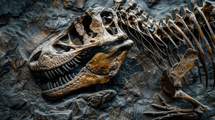 Dinosaur remains. Tyrannosaurus rex skeleton