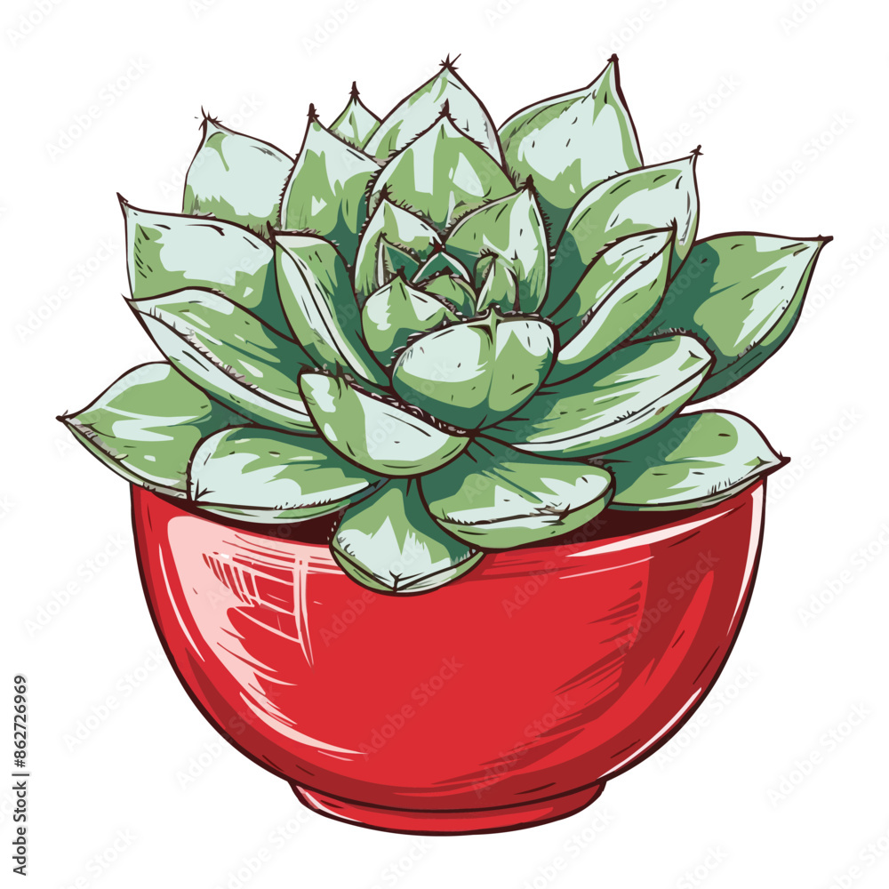 Wall mural vector coloful succulent planted in a red pot