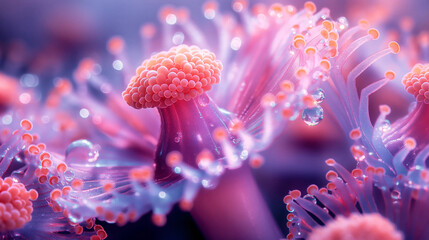 Purple Macro fungal bacteria close up in their environment