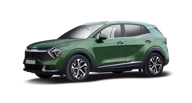 Kia Sportage SUV car isolated on white background	