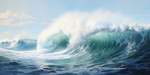 Sea ocean big high wave swirl spray. Best scene for surfing nature outdoor landscape view
