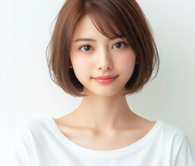 Fototapeta premium 白いTシャツの美女