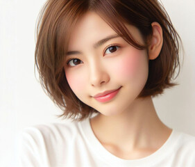 Fototapeta premium 白いTシャツの美女