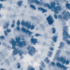 Round Tie Dye Shirt. Tie Dye Grunge Swirl. Blue Swirl Watercolor. Dyed Print Repeat. Denim Gradient Circle. Circle Batik. Vector Old Pattern. Spiral Japanese Tie Dye. Seamless Fabric Pattern.