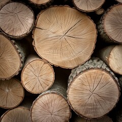 Naklejka premium Texture of wooden logs pattern background 