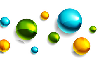 Colorful glossy spheres abstract concept modern background. Futuristic tech vector design
