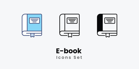 E-book icons vector set stock illustration