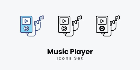 Music Player icons vector set stock illustration