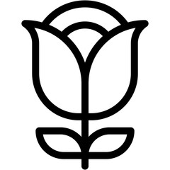 Vector Icon rose, red rose, flower, love and romance, botanical