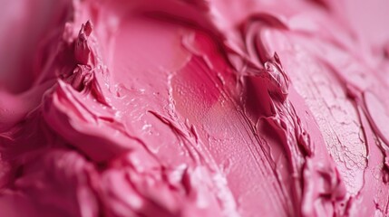 Obraz premium A close up of a pink paint smear. The paint is thick and has a lot of texture. The image has a moody and artistic feel to it