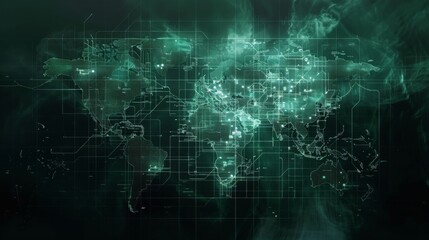 Obraz premium fancy and futuristic world map in brown and blue colors