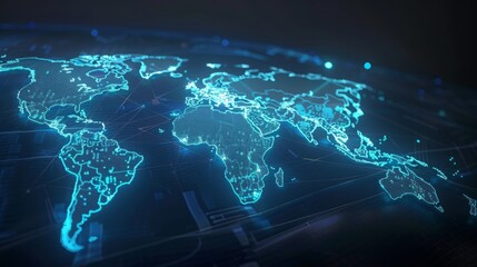 fancy and futuristic world map in brown and blue colors