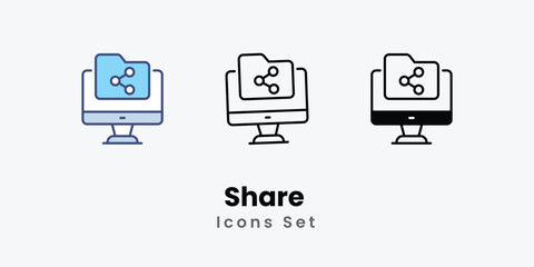 Share icons vector set stock illustration