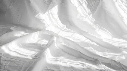 Fototapeta premium sunlight shadow on abstract white sheet background texture. Copy space image. Generative AI