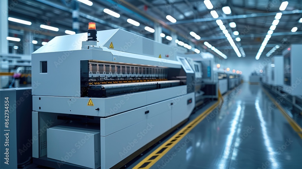 Aufkleber a digital printing factory with a modern minimalistic inkjet printer colored in white. generative ai