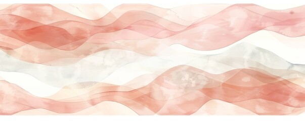 Abstract wavy watercolor lines in pink and beige tones, simple clean illustration