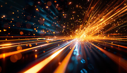 Vivid abstract dynamic light streaks and sparkling particles in motion