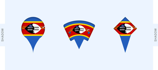 Swaziland Map Markers Set. Perfect for projects related to Swaziland, travel, geography, and international representation.