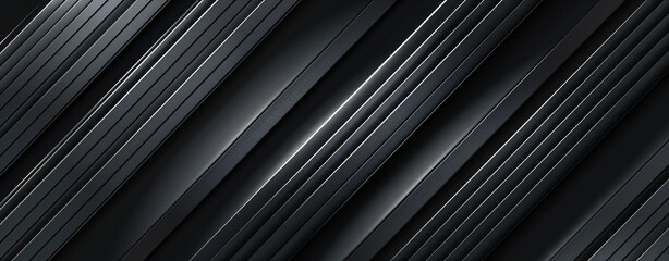 Obraz premium Black and gray abstract background with diagonal lines of metallic textures for modern design, banner template. 