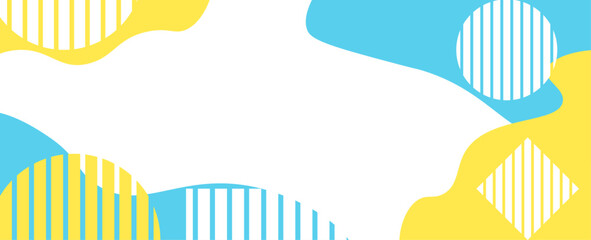 Summer blue yellow pop wave frame background. transparent background. vector illustration