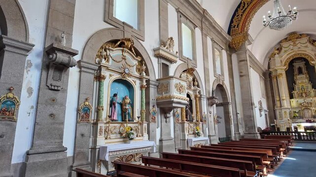 Interior of the church at Santuario de Nossa Senhora da Peneda in Portugal, A beautiful old church situated deep in valley of the mountains of northern Portugal.