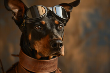 Obraz premium AI generated photo image of funny dog wear pilot uniform