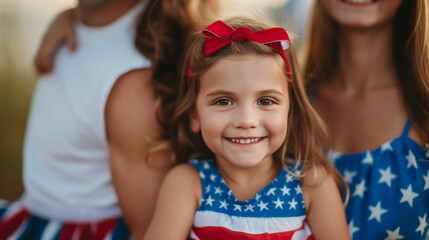 A festive, red, white, and blue-themed family portrait session, capturing the joy and unity of celebrating American Independence Day together.