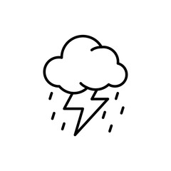 Thunder cloud outline icons, minimalist vector illustration ,simple transparent graphic element .Isolated on white background