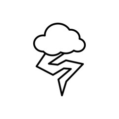 Thunder cloud outline icons, minimalist vector illustration ,simple transparent graphic element .Isolated on white background
