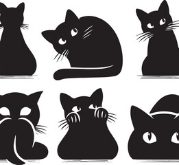set of cats silhouettes