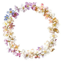 Oval Floral Frame with Pastel-Colored Flowers