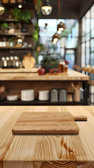 Empty wooden table in foreground