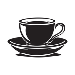Black and white coffee  cup image vector. Coffee cup isolated on white