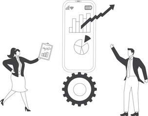 Smartphone online analysis diagram, Adult, Analyzing, Arrow Symbol, Big Data