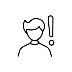 Boy problem outline icons, minimalist vector illustration ,simple transparent graphic element .Isolated on white background